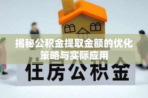 元氏揭秘公积金提取金额的优化策略与实际应用